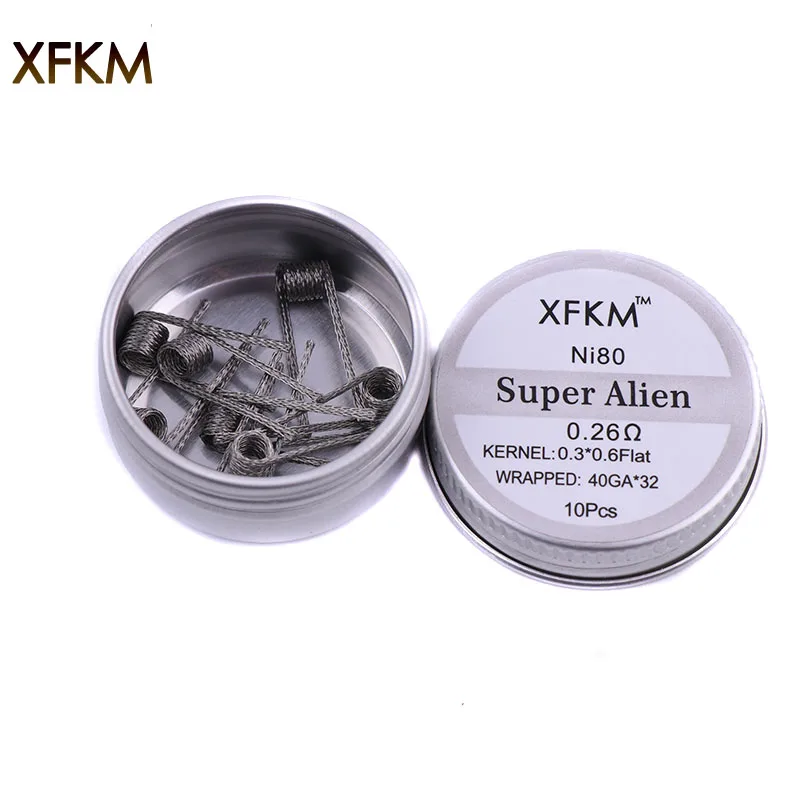 10 шт. новинка XFKM NI80 нихромовые супер alien готовые катушки для электронной сигареты