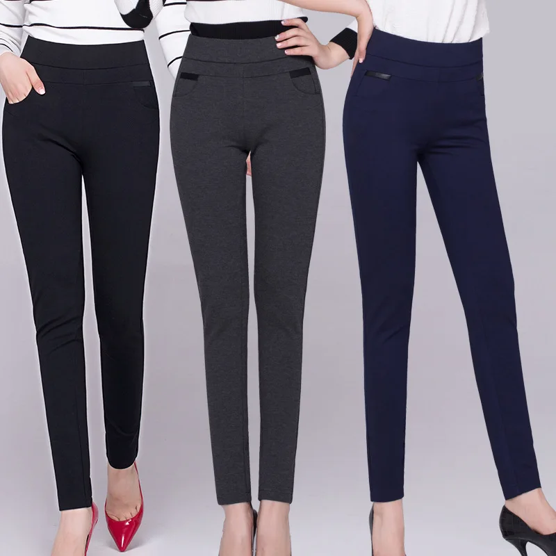 

New 2018 Autumn Legging Women Middle-aged Female Standard Thickness Plus Size Pants Solid Color Middle Waist Casual Trousers