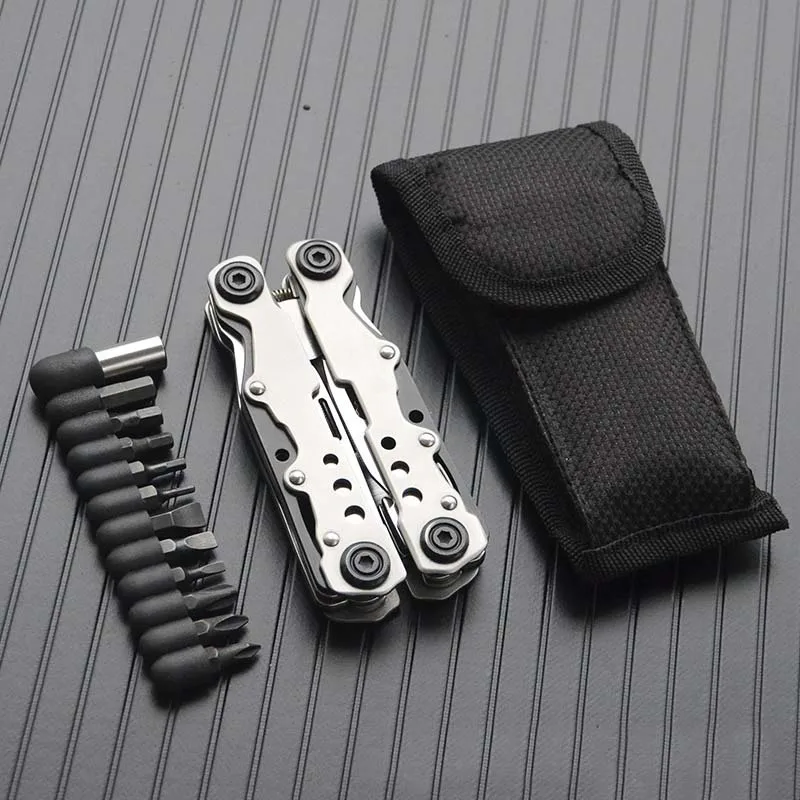 Venta caliente portátil plegable alicates de acero inoxidable destornillador archivo defensa Stinger de herramientas tácticas defensa personal