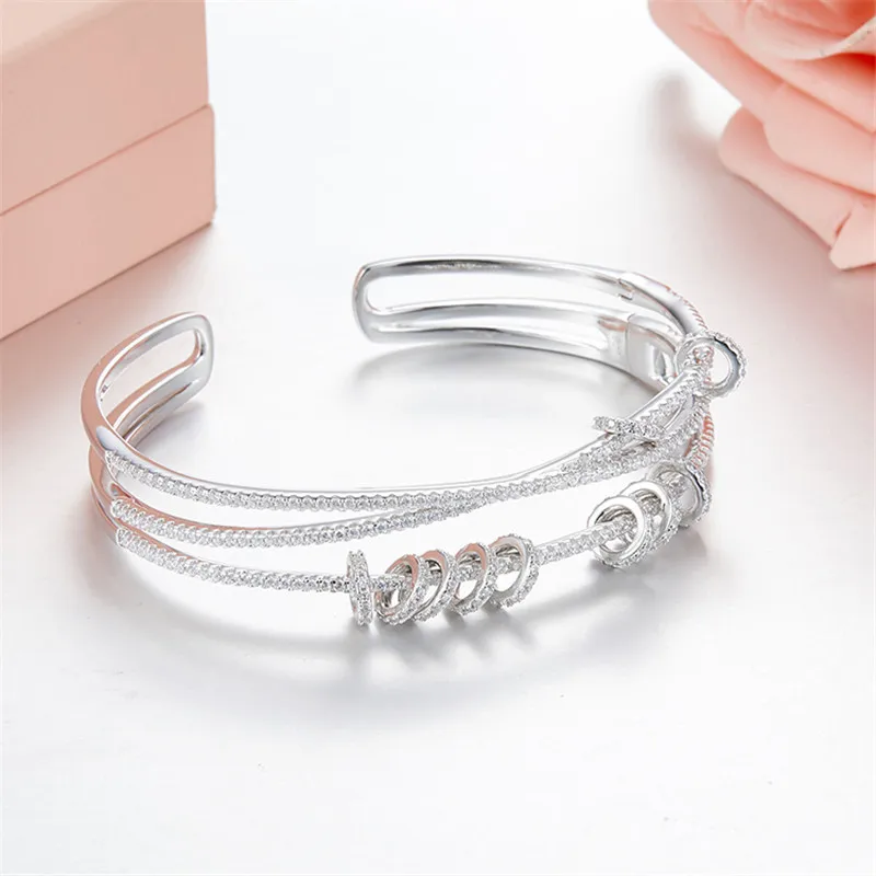 Inspired Silver Circle Charm For Bracelets – Sterling Silver Plated With Cubic Zirconia Stones