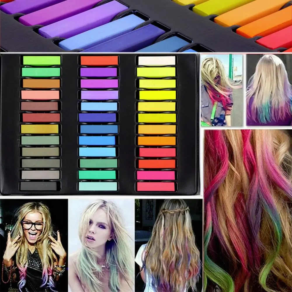 

36 Colors Hair Dye Easy Temporary Colors Non-toxic Hair Chalk Soft Pastels Kit Hair Color Crayons for Hair Drop Shipping