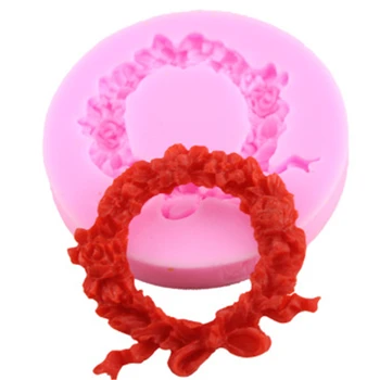 

Beautiful Flowers Garland Silikon Form Chocolate Wedding Cake Decorating Tools DIY Wreath Fondant Silicone Mold H742
