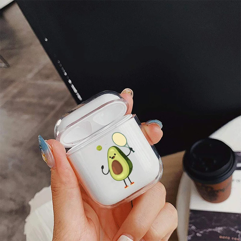 Милый чехол для Apple airpods мультяшный Забавный с авокадо Bluetooth наушников Airpods 1 2