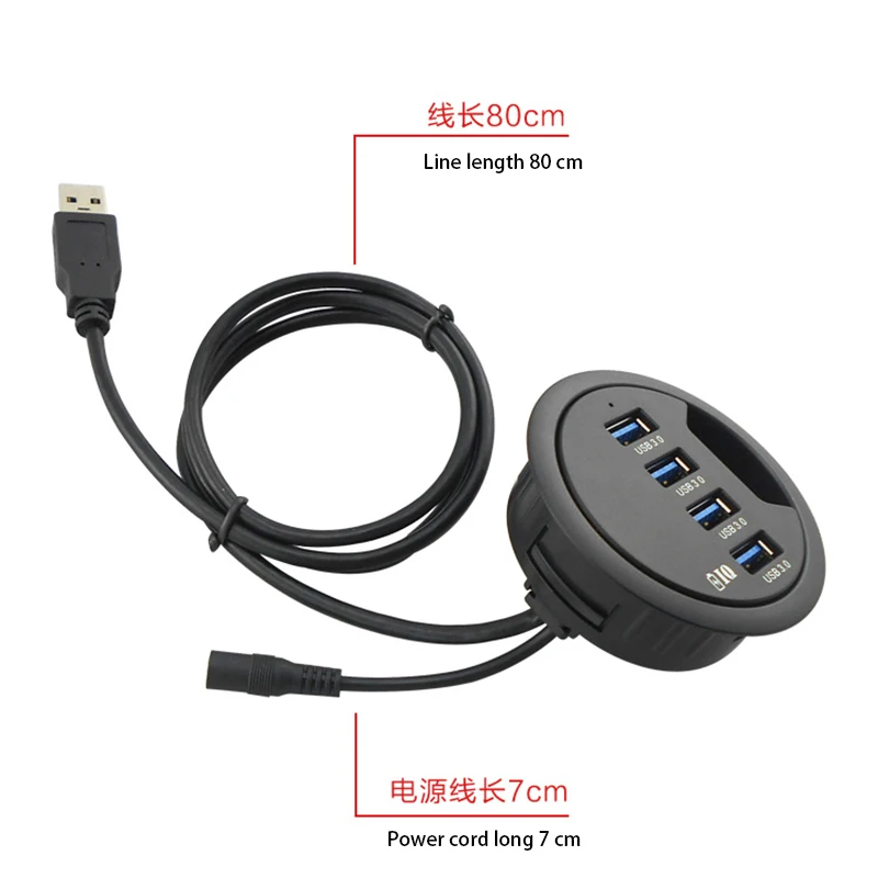 Офис Компьютерный стол круглое отверстие USB3.0+ USB DC сплиттер USB-гаджеты конвертер для ноутбука/PC/MAC расширения Интерфейс 4 порты и разъёмы plug& play