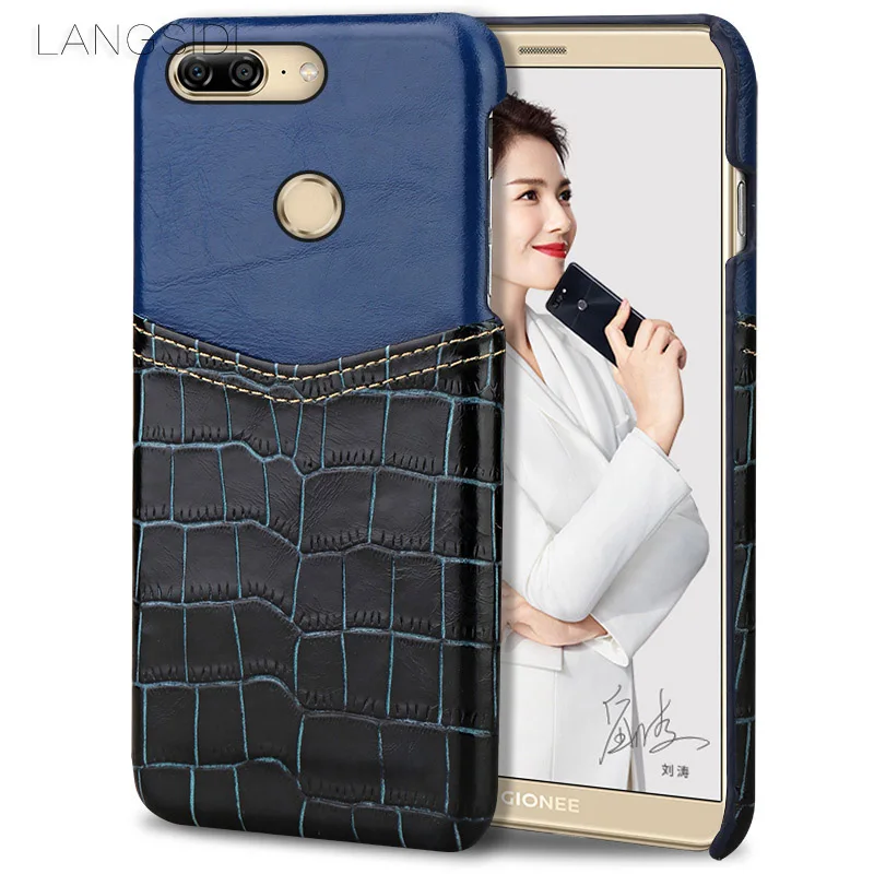 

wangcangli brand phone case crocodile pattern and wax leather mixed color half pack phone case For Gionee M7 custom processing