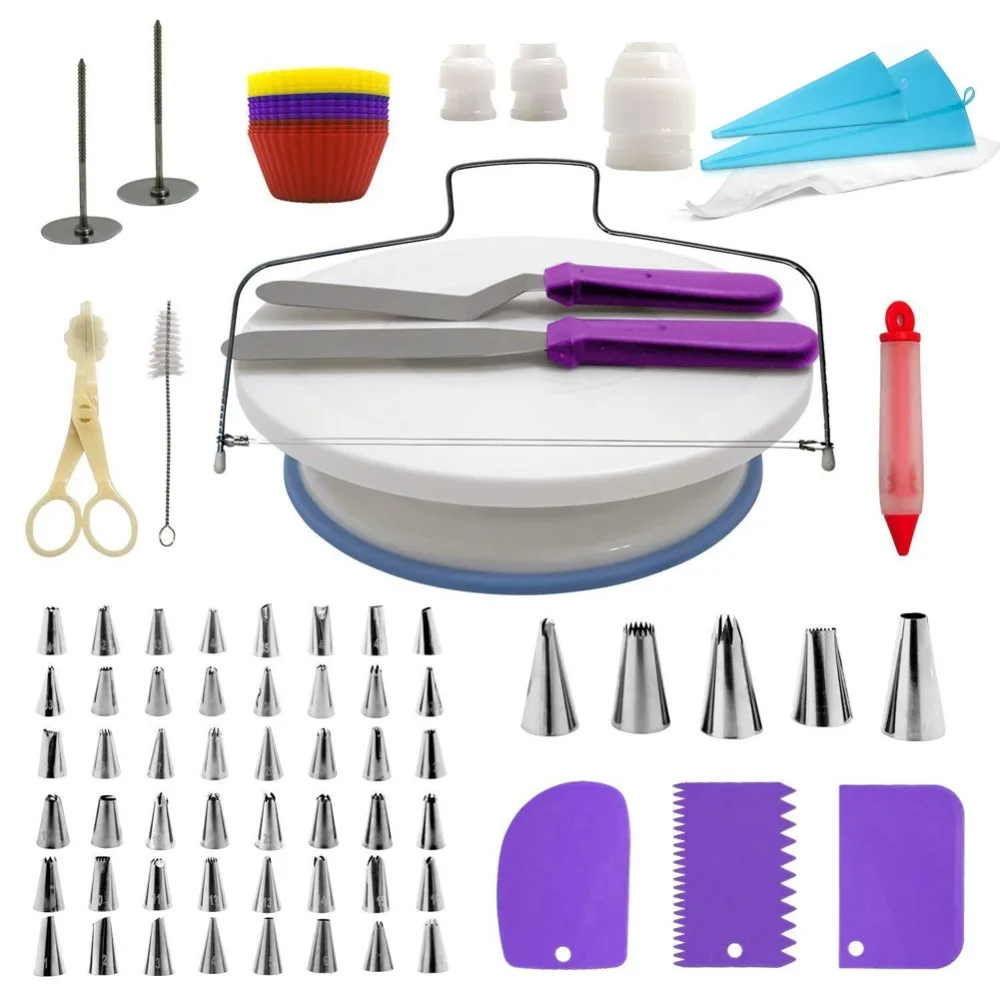 

106pcs Professional Cake Decorating Kit Cake Turntable Set Pastry Tube Fondant Tool Kitchen Dessert Baking Pastry Supplies