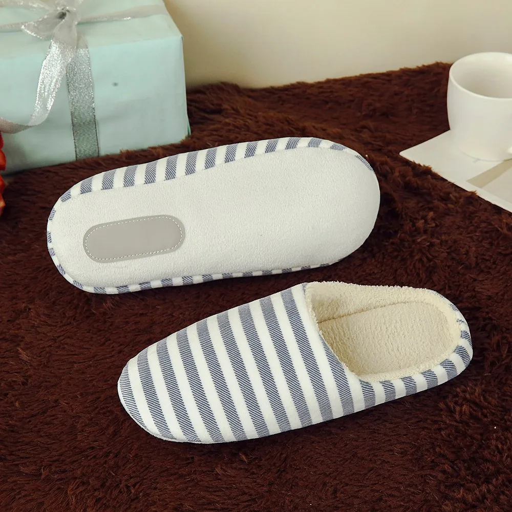 Sleeper#501 NEW Women Men Warm Striped Slipper Indoors Anti-slip Winter House Shoes casual home ladies hot Free Shipping