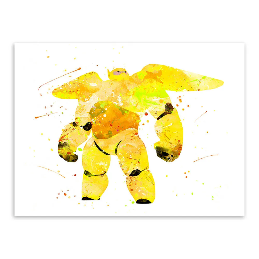 

Watercolor Lovely Baymax Film Poster Modern Creative Children's Room Decorative Hanging Pictures Canvas Painting Wall Art