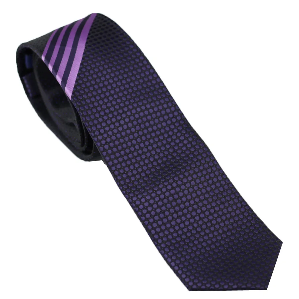 LAMMULIN NOVELTY Men's ties black With Purple Dots Diagonal Striped