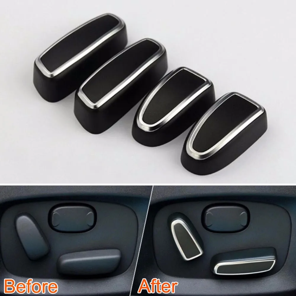 4Pcs Car Seat Adjustment Control Knob Switch Button Cover Trim Interior