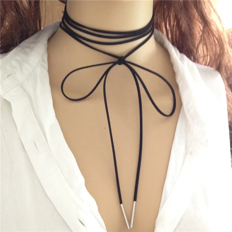 78 Inch Long Suede Wrap Choker Necklace Korean Style Tie Chokers