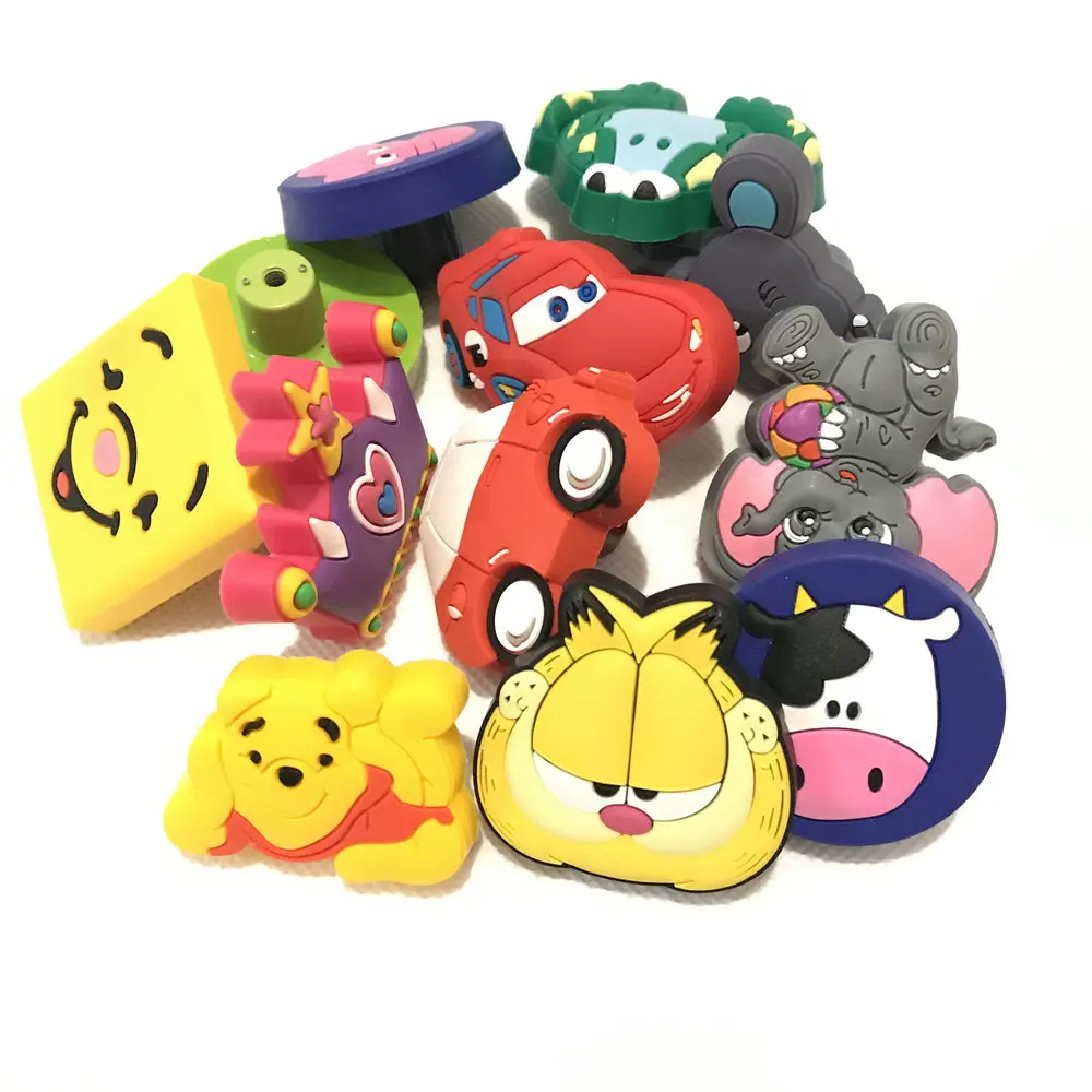 Safe Rubber Drawer Knobs Colorful Cartoon Knobs For Children Kids