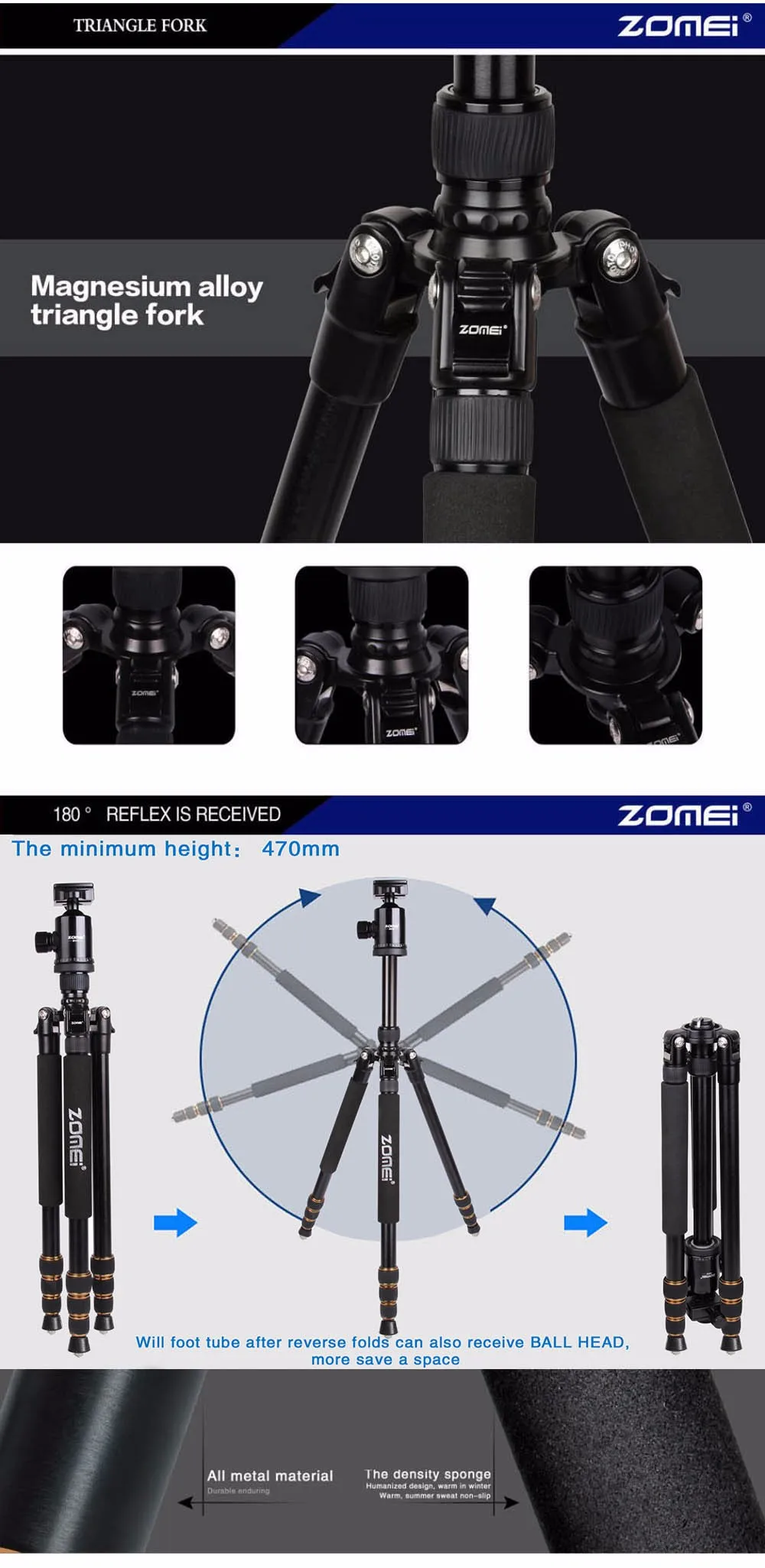 Zomei Z688 Professional фотографические путешествия компактный алюминий треножный Штатив для тяжелых условий работы монопод и шаровой головкой для