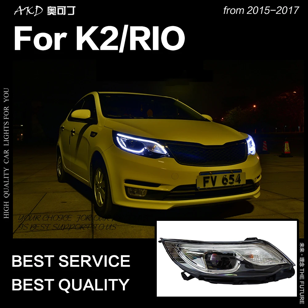 AKD автомобильный Стайлинг Головной фонарь для Kia K2 фары- Rio светодиодный фонарь светодиодный DRL Hid Bi Xenon авто аксессуары