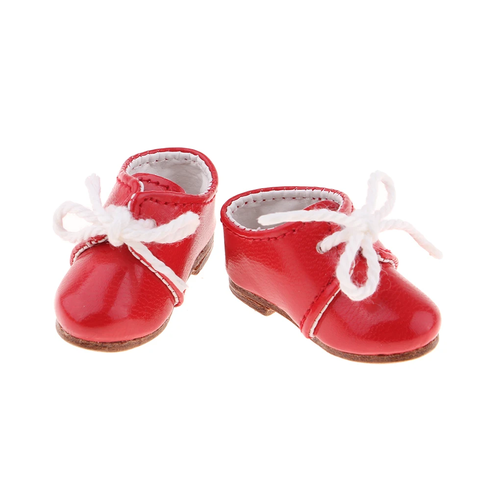 

1 Pair 1/6 Scale Red PU Leather Shoes Flats for Mini Dollfie BJD for baby Momoko Licca Doll Party / Casual Outfit