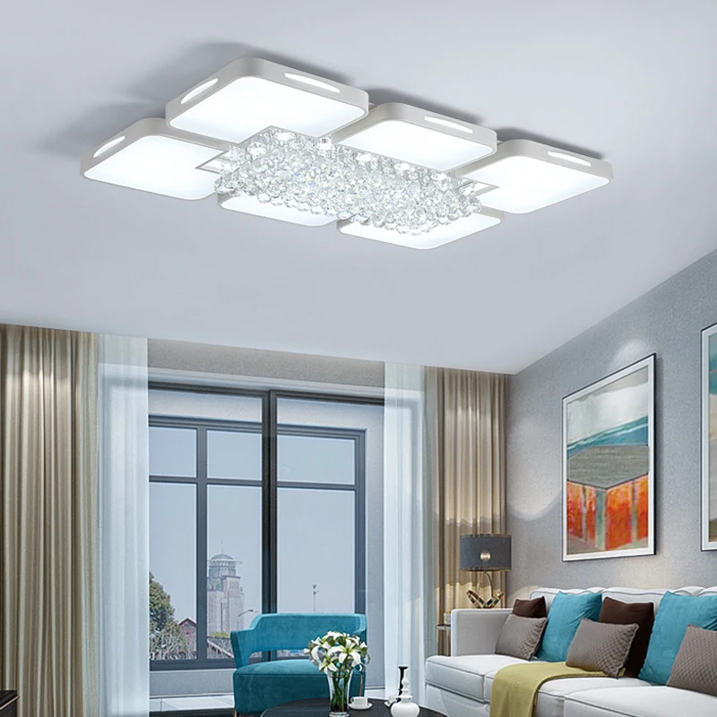 

Living Room Light Rectangle LED Crystal Light Ceiling Light Modern Simple Bedroom Light Atmospheric Home Lamps 1.2 Meters led