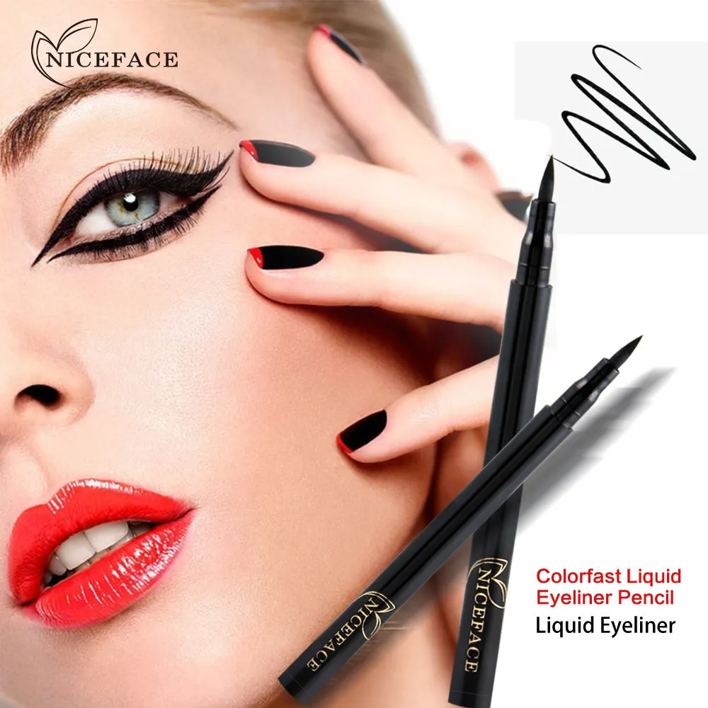 NICEFACE Quick Dry Black Eyeliner Pen Waterproof Eyeliner Pencil Smooth Anti sweat Thick Eye