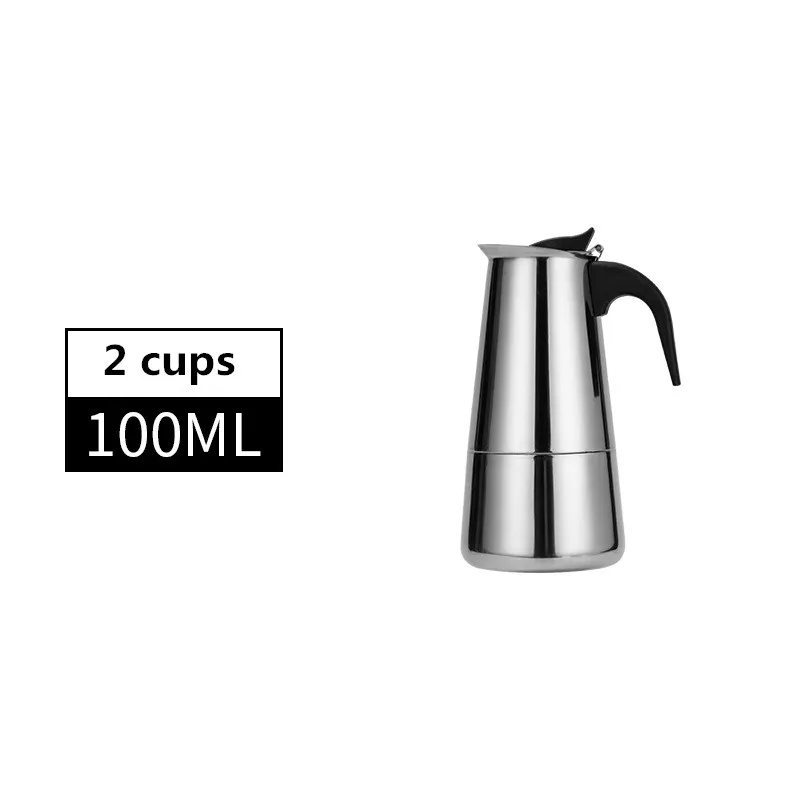 European Style Espresso Maker Moka Coffee Pot Stainless Steel304 Latte Percolator With 12Cups/600 Milliliter Cappuccino Cafe Pot - Цвет: 100ml-A