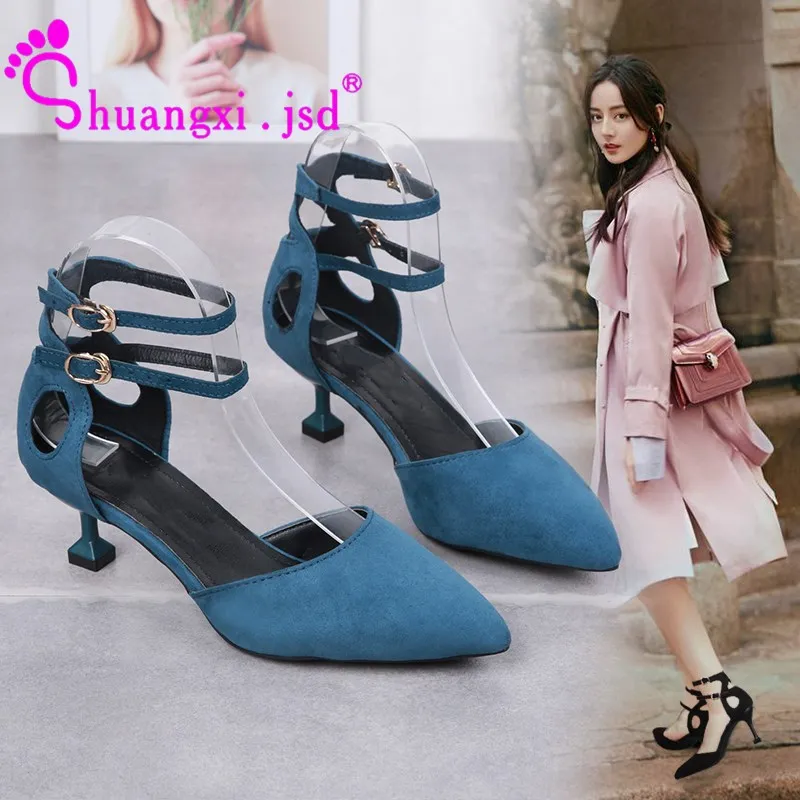 

Sandals Woman Summer Women Shoes Ankle Strap Korean Fashion Hollow High Heels Ladies Pointed Sexy Shoe Sandalias mujer 2019