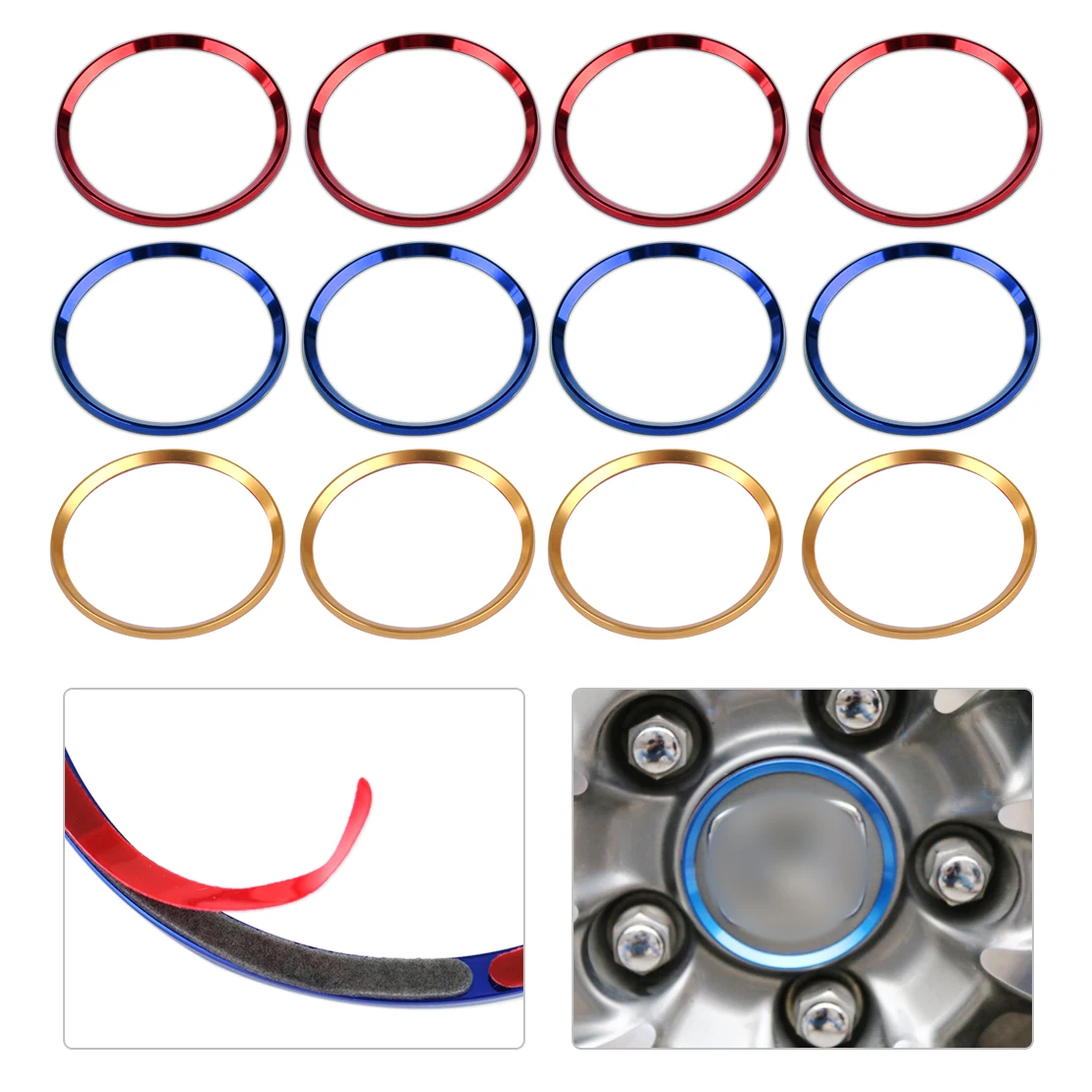 beler 4pcs Alloy Wheel Center Hub Ring Decorator Cover Trim Fit For Honda Civic 2016-2017 Blue