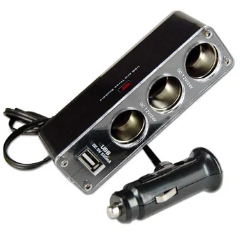 

10X ! Black 3 Ways Multi Socket Car Cigarette Lighter Splitter USB Charger 12v Santa