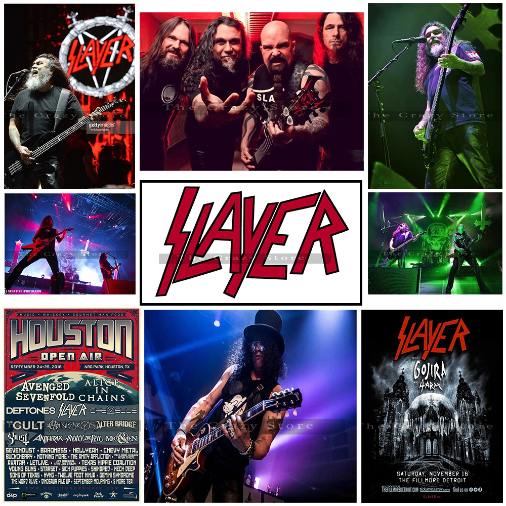 Slayerアメリカスラッシュメタルバンドヴィンテージレトロなロックバンド音楽ギターマットアンティークポスターウォールステッカーホームデコラ Stickers Home Wall Stickerwall Stickers Home Aliexpress