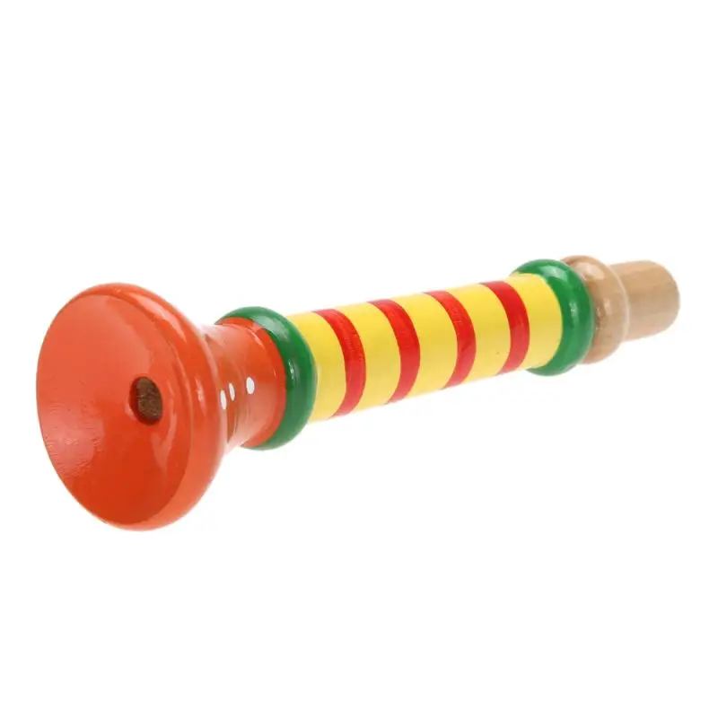 Wooden Trumpet Buglet Hooter Bugle Toys Kids Colorful Trumpet Hooter Toy Children Musical Instrument Educational Toy Trumpet