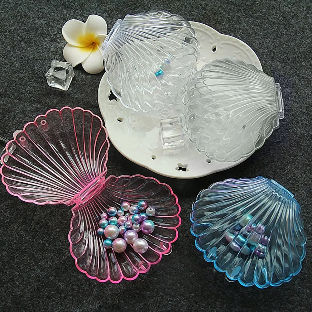 

1 Piece Transparent Box Seashell Shape Jewelry Necklace Bracelet Storage Box Lovely Velvet Wedding Engagement Ring Box