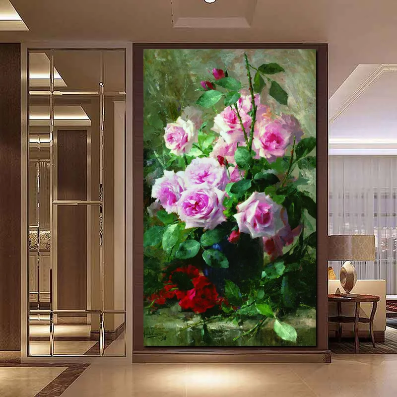 HD Print Modern Watercolor Flowers in Vase Floral Oil Painting on Canvas Poster Wall Picture for Living Room Sofa Cuadros Decor (2)