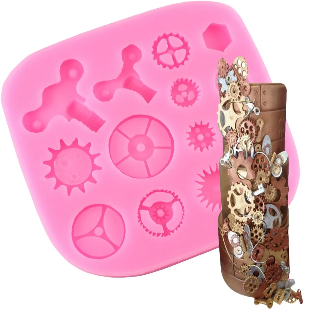 

Steampunk Theme Gear Screw Fondant Cake Silicone Mold Industrial Machinery Chocolate Mold Cake Decorating Tools