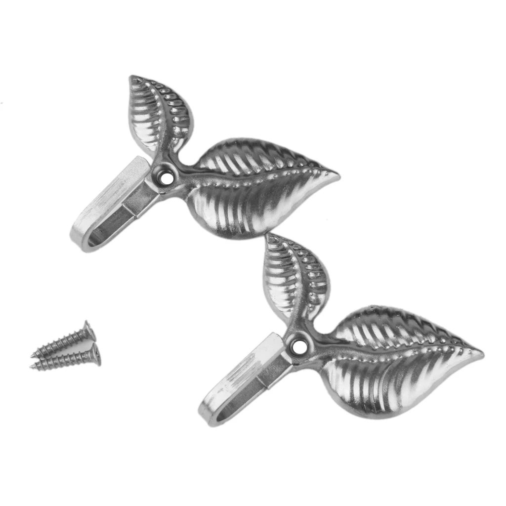 New Hot Sale 2Pcs Leaf Curtain Drapery Tiebacks Door Wall Hat Hooks Holder Hanger Bronze Curtain Tracks Accessories Home Decor