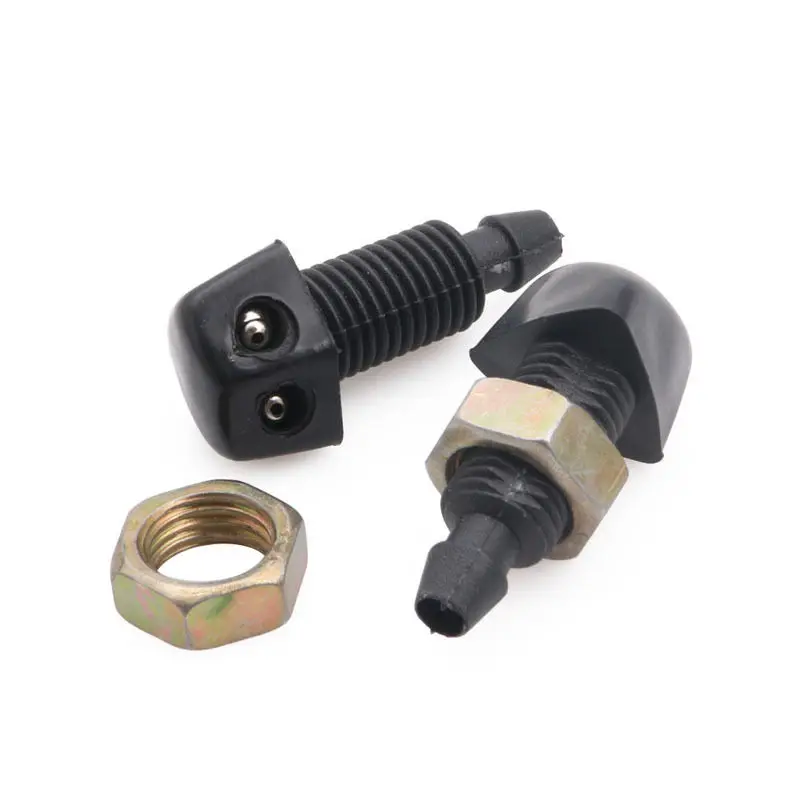 2Pcs Black Plastic Window Windshield Washer Spray Sprayer Nozzle For