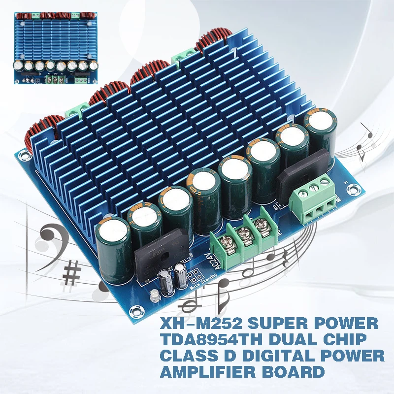 

New XH-M252 High Power Digital Amplifier Module Stereo Dual Chip 2x420W DC 24V Amplifier Board TDA8954TH