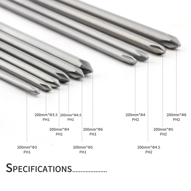 200 мм длина 10 шт. Phillips удлиненная электрическая отвертка Магнитная крестоголовая ветровая головка ph1/ph2