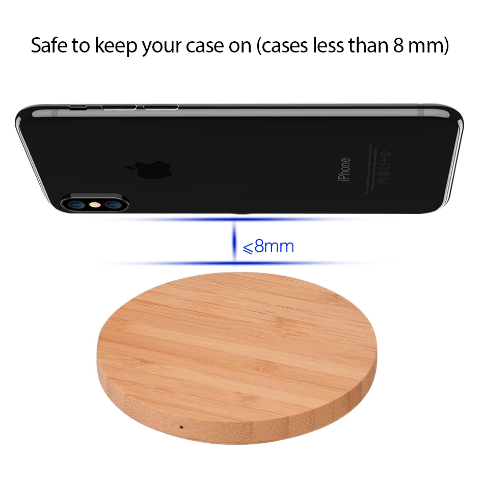 CinkeyPro деревянное Беспроводное зарядное устройство с 5 Вт зарядкой для iPhone 8 X samsung XiaoMi 5V1A зарядка мобильного телефона USB QI устройство