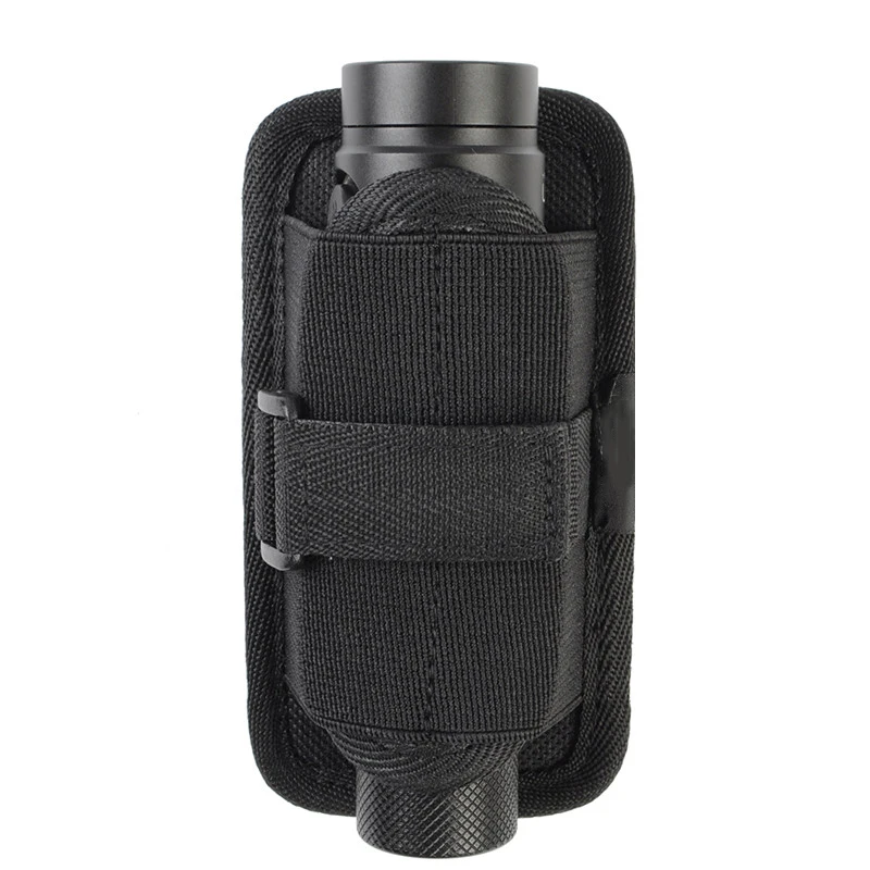Tactical Molle Flashlight Holster Pouch for Belt with 360 Degree Rotatable Clip Hunting Flashlight Holder Torch Case Bag Nylon