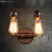 Lámpara de pared de tubo de agua Retro JW_Nordic 2 cabezas estilo Industrial Loft almacén Vintage Edison Luz de pared para accesorio de iluminación para el hogar