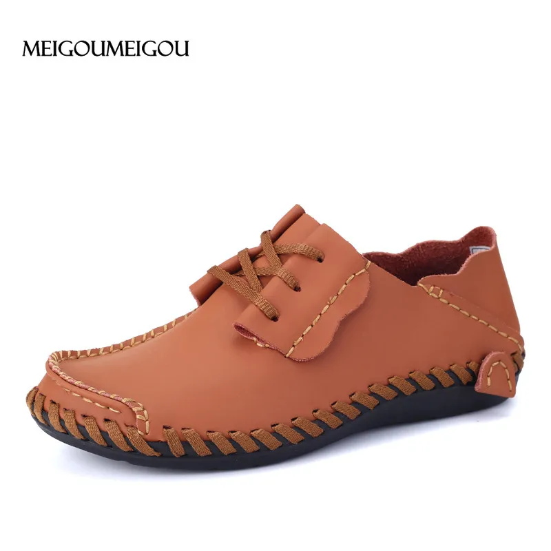 

MEIGOUMEIGOU 38-50 Big Size Men Shoes Comfortable Men Loafers Fashion Design Casual Sneakers High Quality Lace Up Leather Shoes