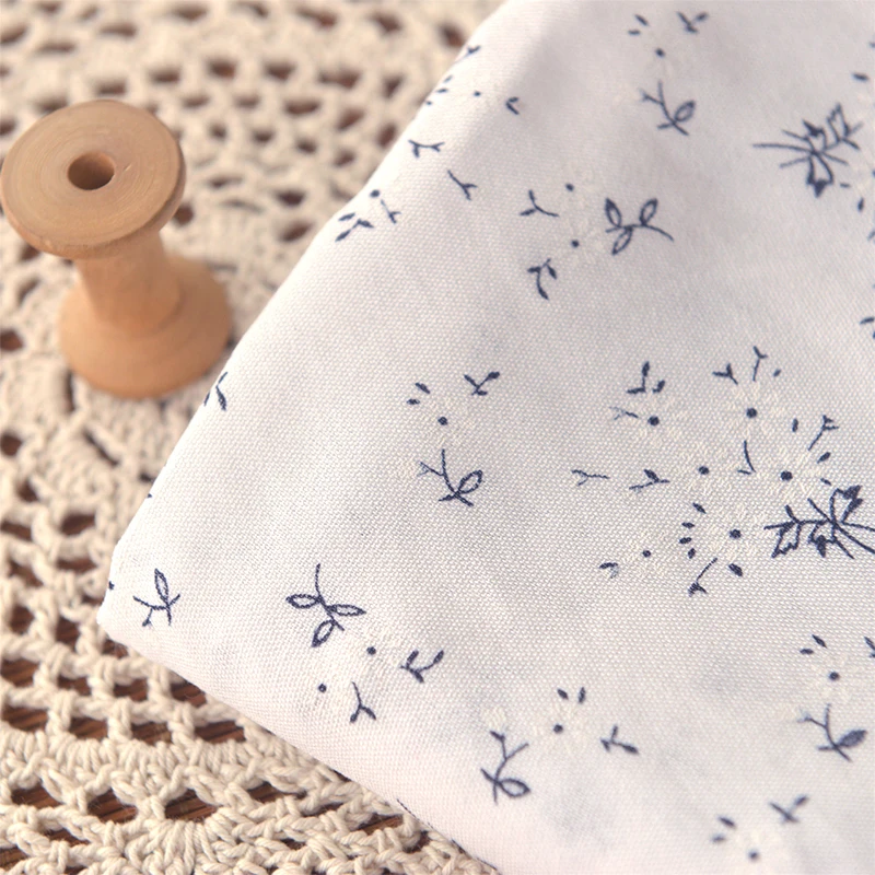

White Flower Cluster Linen Fabric