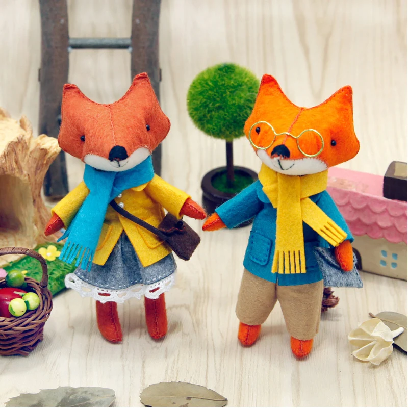 Lovely Fox Families Войлок Сделай Сам Набор для рукоделия кукла ручной работы швейная ткань Ремесленная игрушка для детей подарок брелок кулон Войлок diy упаковка