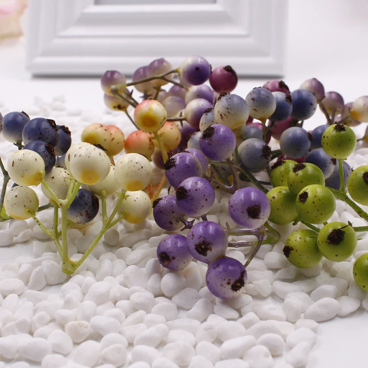 

10 Bundles Artificial Flowers Christmas Berry Handmake Wreath Materials DIY Crafts Mini Bubble Berry Fruit Loquat Wedding Decor