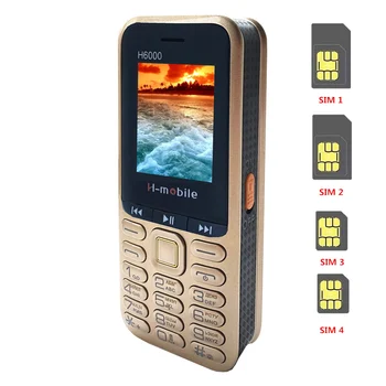 

Real 4400mAh Powerbank Mobile Phone 4 Sim Card Bluetooth MP3 FM Radio Keyboard 1.8 Inch CellPhone H6000 russian Language