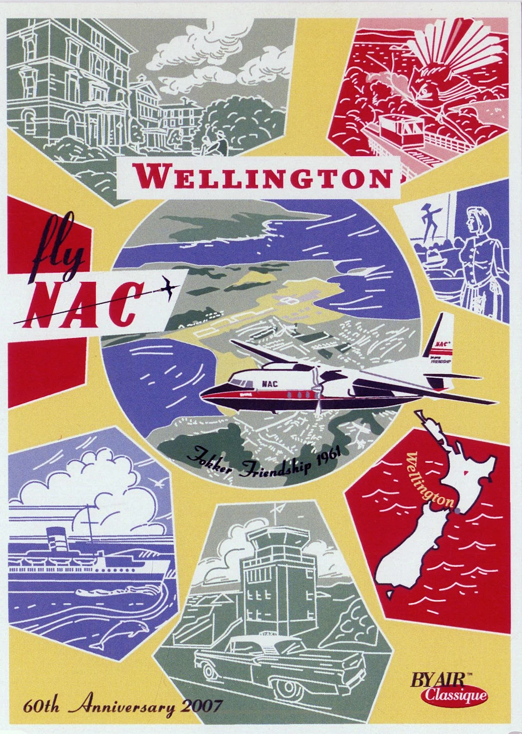New Zealand NZ NAC Airways Wellington Travel Classic Wall Sticker