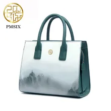 Pmsix весна лето Китайский ветер печать дизайн спилок кожа Сумка Роскошные сумки женские сумки дизайнер P220050