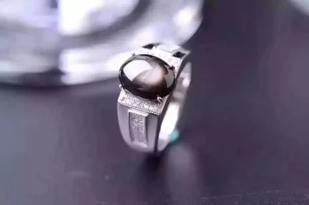 

Natural star sapphire Ring 925 sterling silver inlaid Natural sapphire ring 8*10mm High quality For Men or Woman