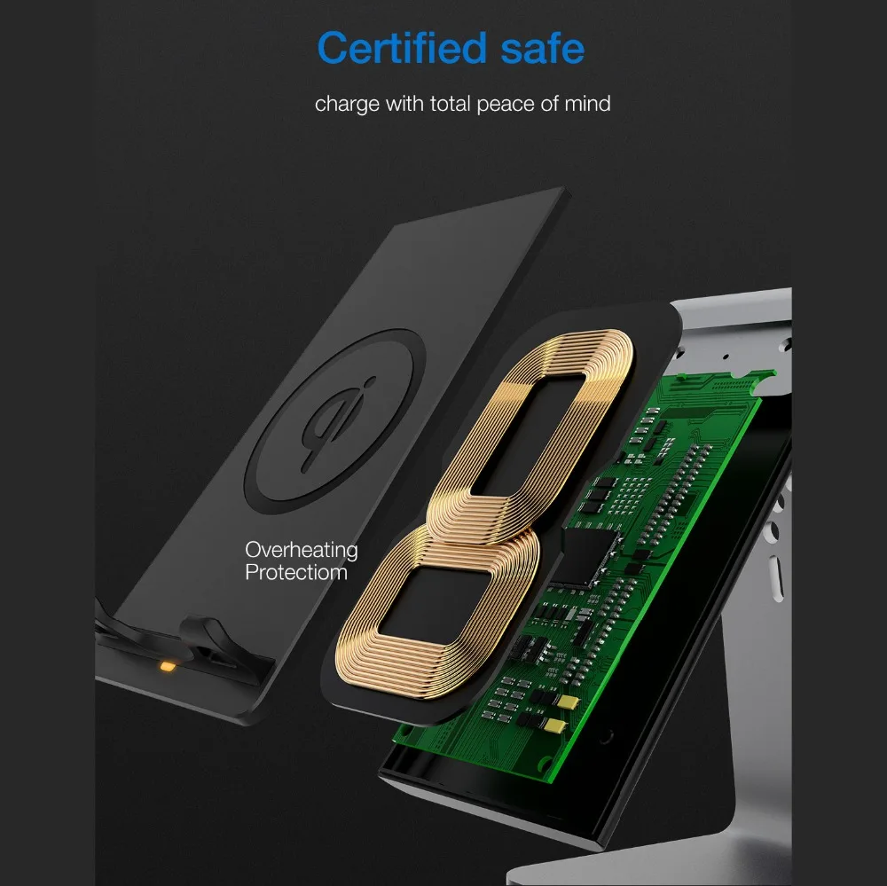 CinkeyPro QI Wireless Charger Fast Charging for Apple Watch Airpads iPhone 8 X Samsung S8 S6 Smart Phone Stand Quick Charge 2.0