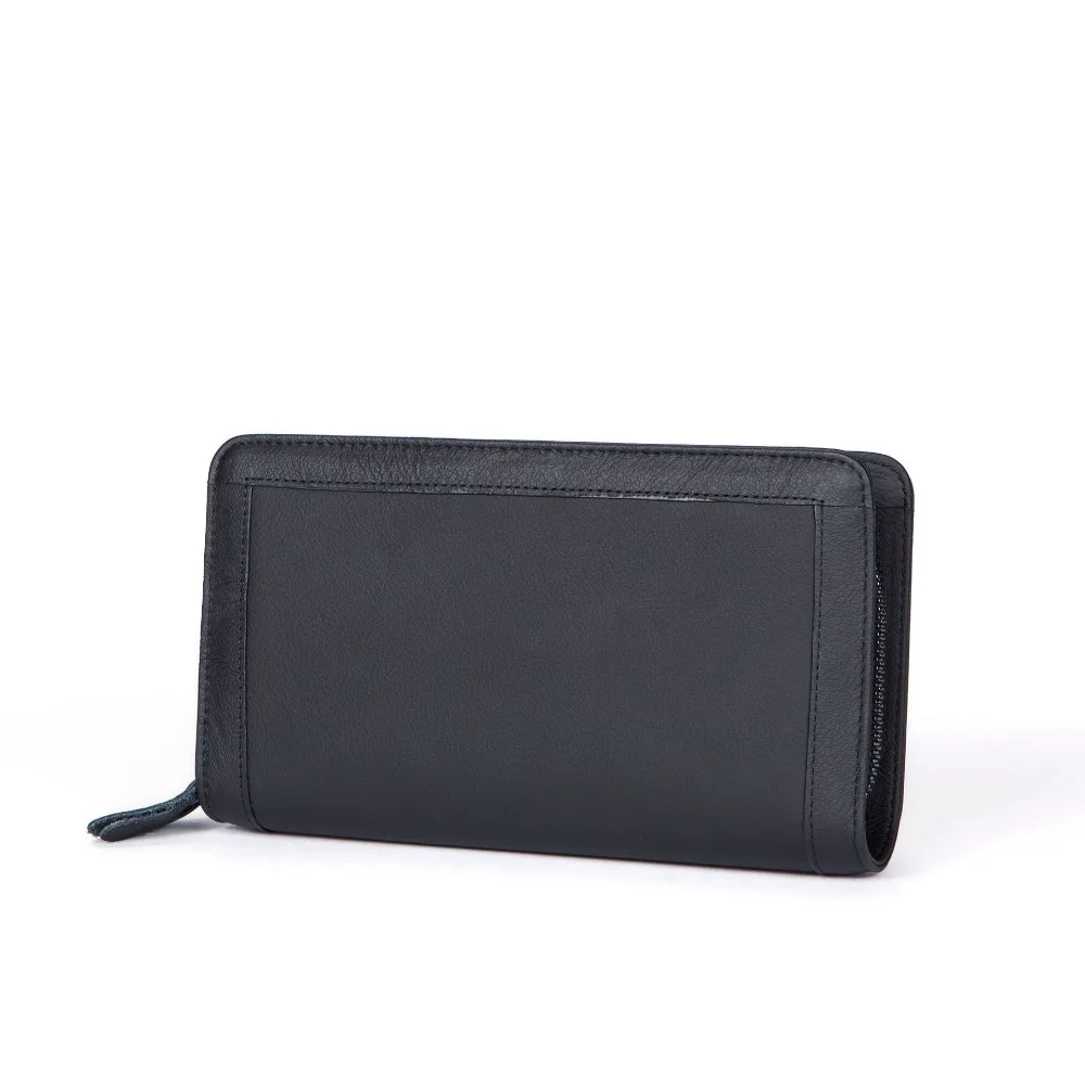 

Factory direct men's clutch business first layer leather wear-resistant Men's soft face wallet long dual-layer zipper Clutch bag