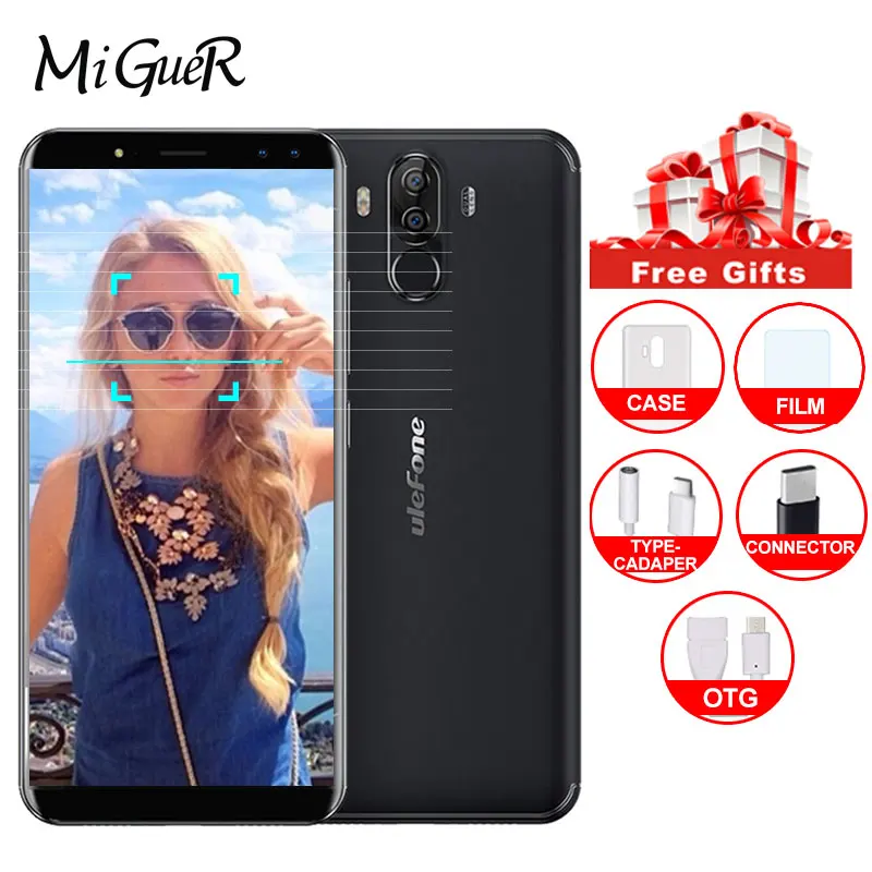 Ulefone Power 3 Face ID мобильный телефон 6 0 &quot18:9 FHD + 6080 мАч Гб 64 21 13 МП 4 камеры Android 8 1 MT6763