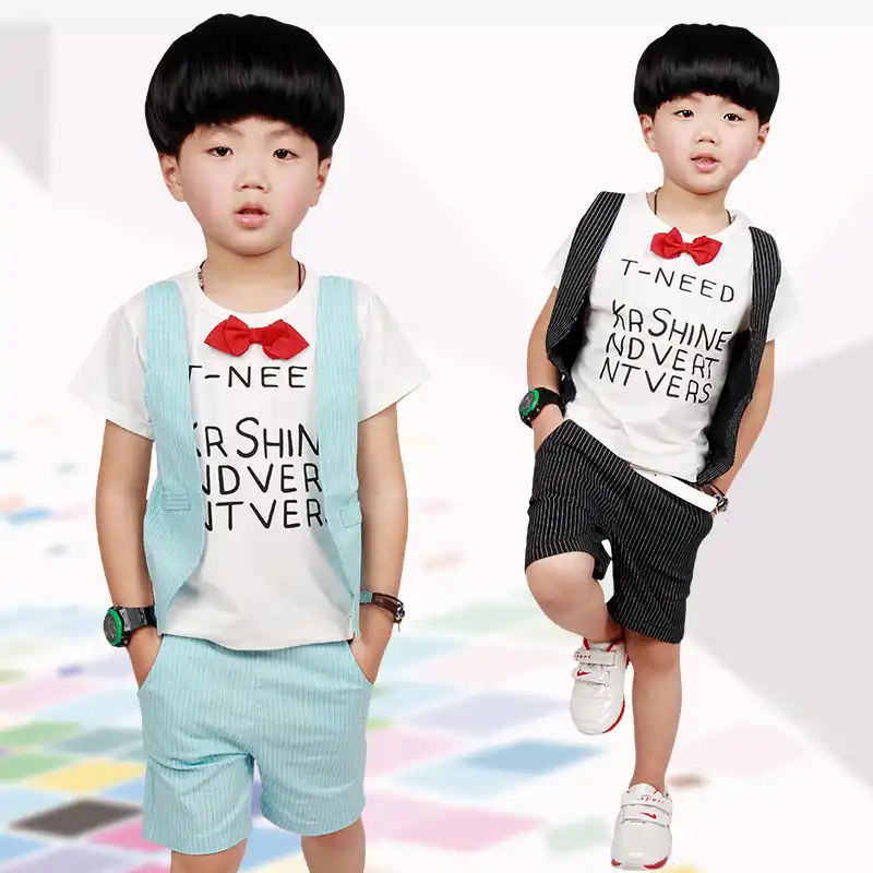 Summer New Letter Print Print Boy T-Shirt Children Short Sleeve 5-12 Years Old