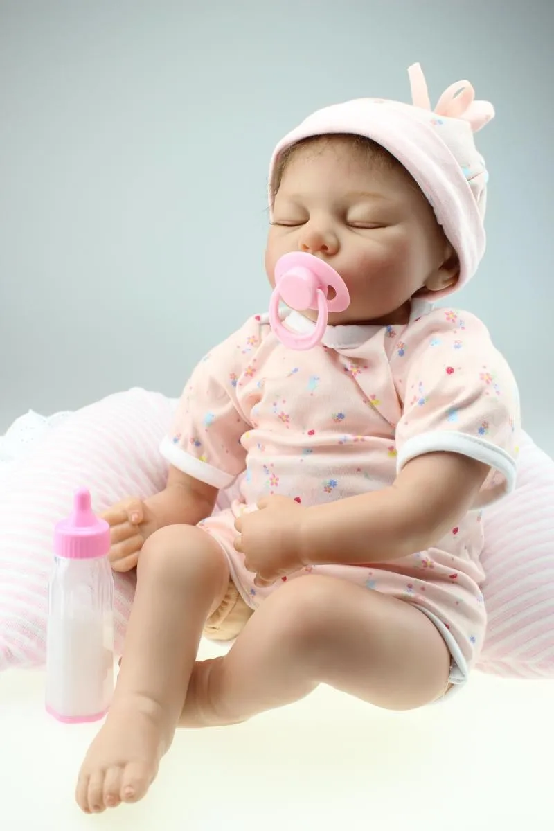 55 см силикона Reborn Baby doll Игрушки для девочек lifelike Reborn подарки мягкого винила спальный Куклы магнит Соски bonecas